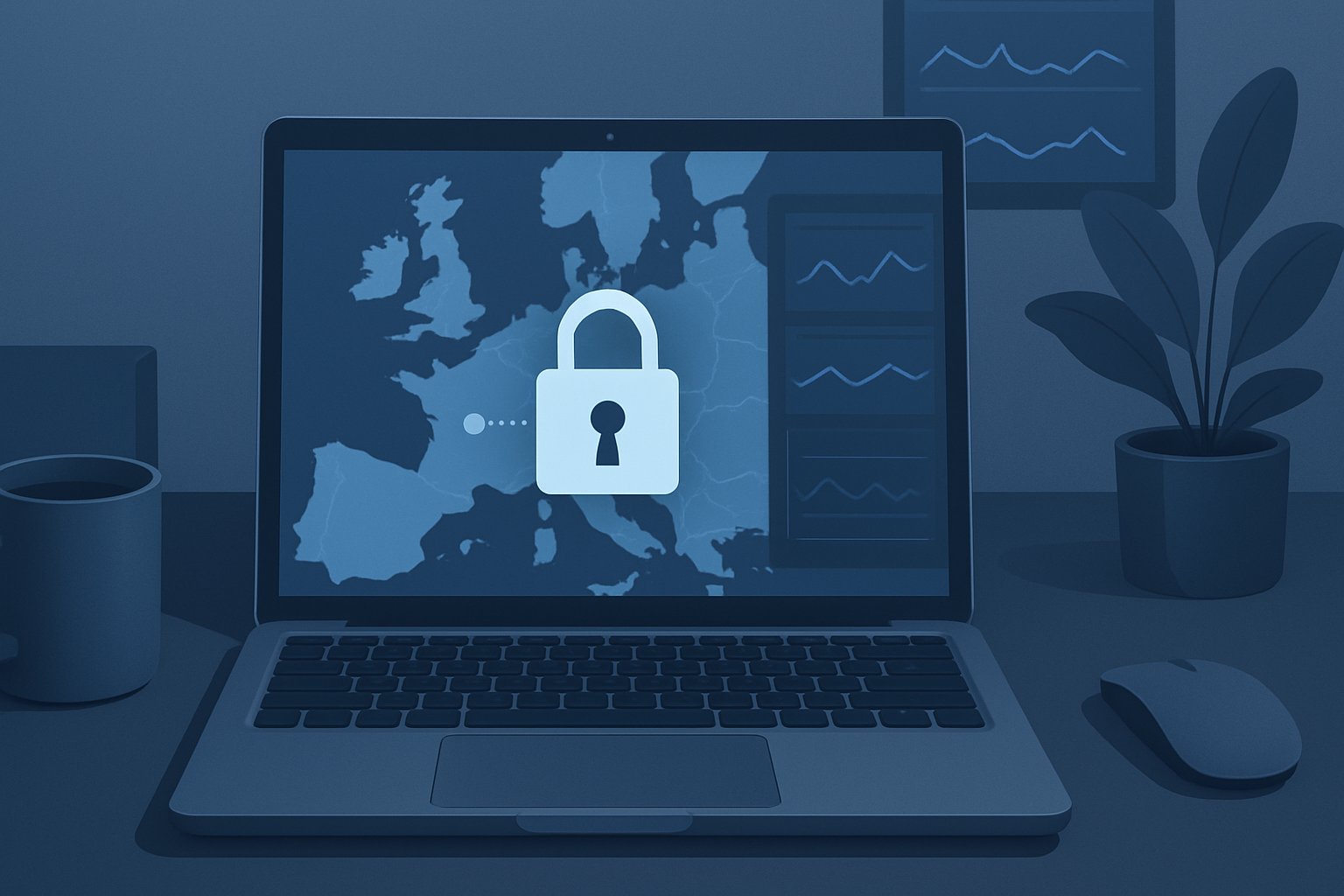 Editorial illustration showing a VPN connection map and security padlock for honest VPN review